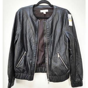 MICHAEL Michael Kors Faux Leather Bomber Jacket